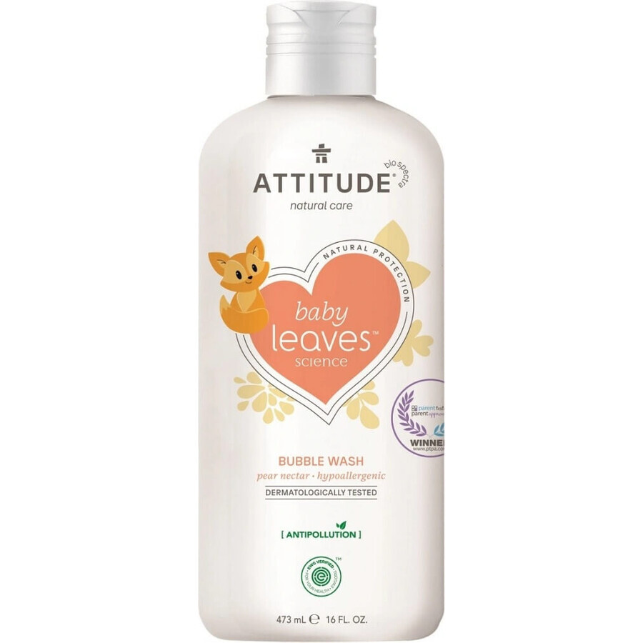 ATTITUDE Baby deja espuma de baño con sabor a zumo de pera 1×473 ml, jabón de manos espumoso para bebés