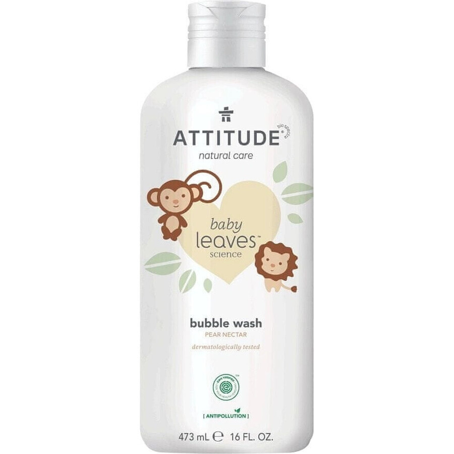 ATTITUDE Baby deja espuma de baño con sabor a zumo de pera 1×473 ml, jabón de manos espumoso para bebés