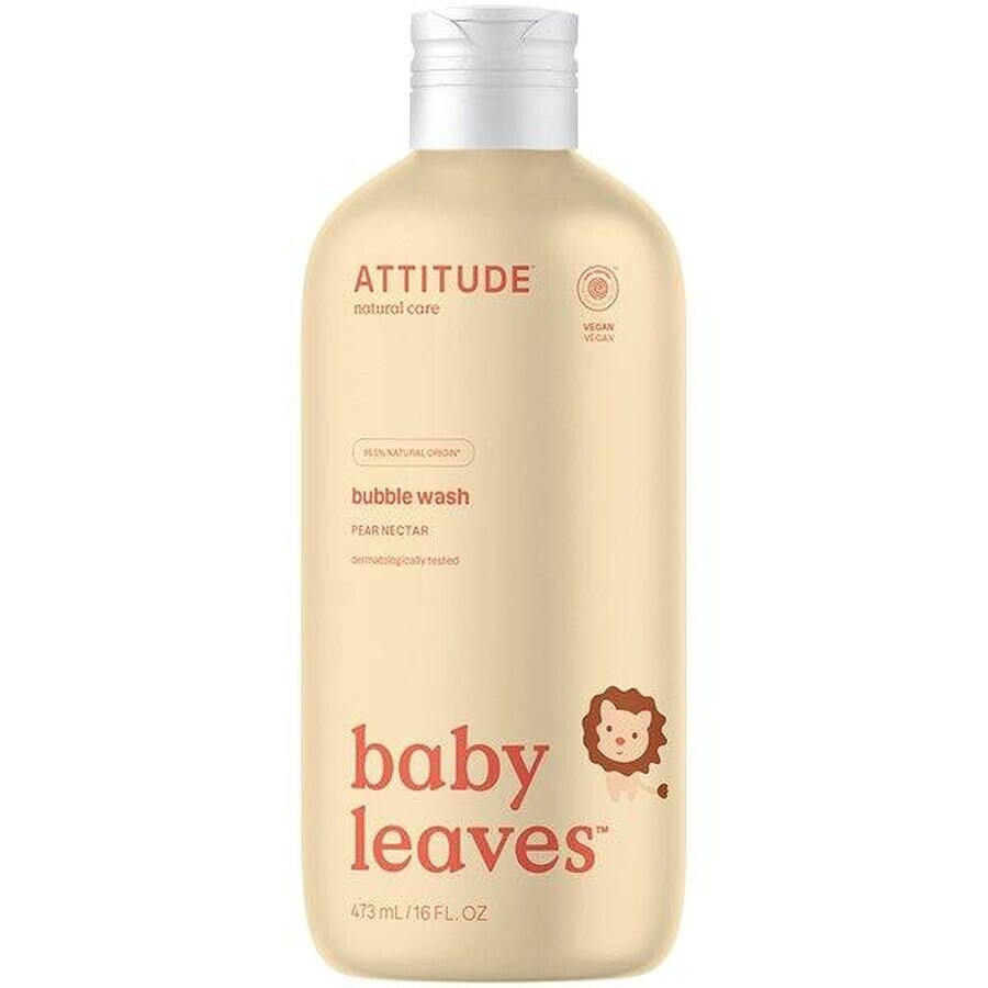 ATTITUDE Baby deja espuma de baño con sabor a zumo de pera 1×473 ml, jabón de manos espumoso para bebés