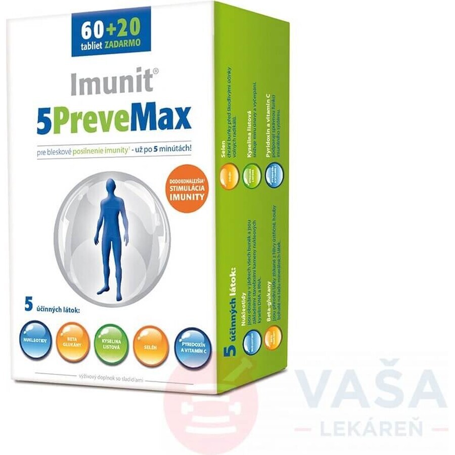 Imunit 5PreveMax 1×80 tbl, (met nucleotiden en bètaglucaan)