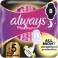 Always Platinum Secure Night Extra Sanitary Pads with wings, 8 pcs 1&#215;8 pcs, sanitary pads with wings