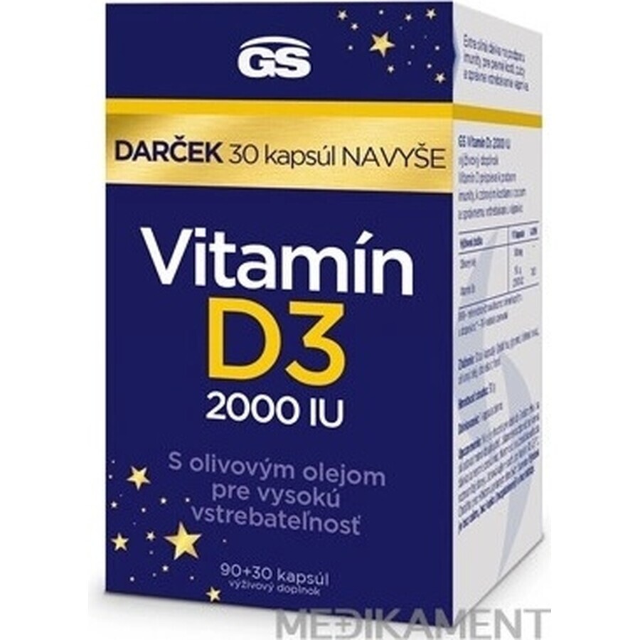 GS Vitamine D3 2000 IU 1×120 tbl, complément alimentaire