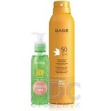 BABÉ SUN Spray solaire SPF 50 + gel d'aloe vera, 1x1 set 1x200 + 90 ml, spray solaire + cadeau : gel rafraîchissant