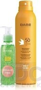 BAB&#201; SUN Spray solaire SPF 50 + gel d&#39;aloe vera, 1x1 set 1x200 + 90 ml, spray solaire + cadeau : gel rafra&#238;chissant