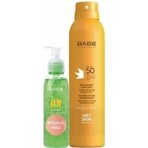 BABÉ SUN Spray solaire SPF 50 + gel d'aloe vera, 1x1 set 1x200 + 90 ml, spray solaire + cadeau : gel rafraîchissant