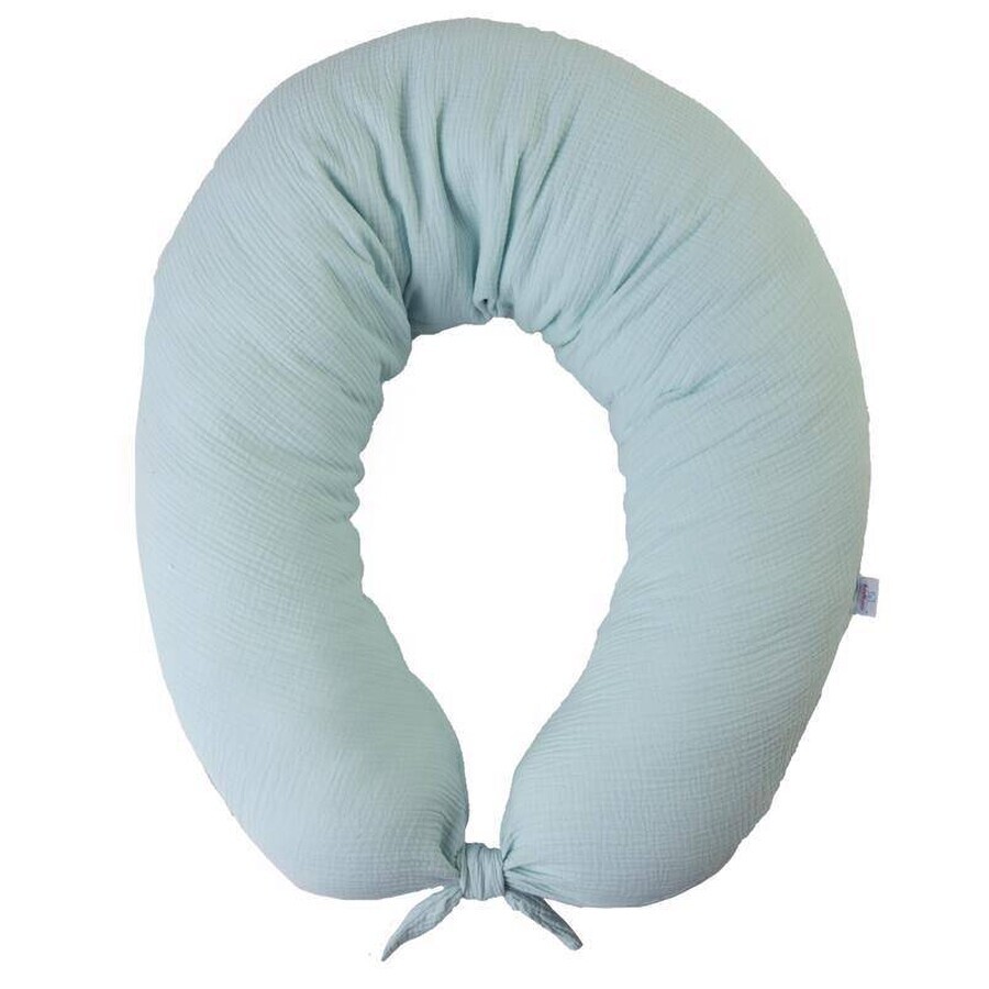 BABYMATEX Pernă de alăptare Muslin Moon Light Turquoise 260 cm 1×1 buc, 100% bumbac