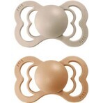 Sucette en caoutchouc naturel BIBS Supreme, vanille/pêche 1×2 pcs, taille 1