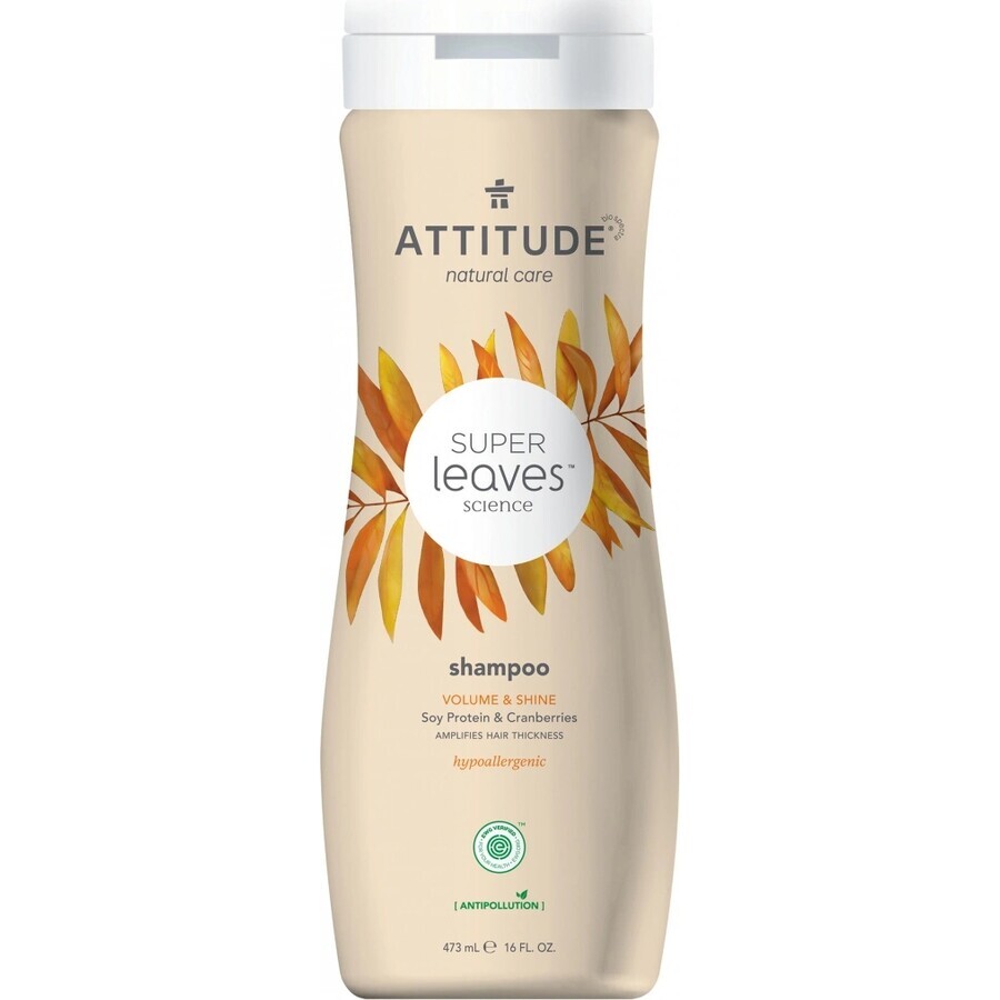 ATTITUDE Shampooing naturel Super feuilles avec effet détoxifiant - brillance et volume pour cheveux fins 1×473 ml, shampooing naturel