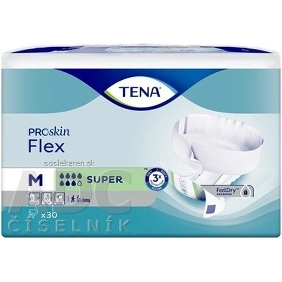 TENA Flex Super M 1×30 pezzi, slip per incontinenza con elastico in vita a sgancio rapido