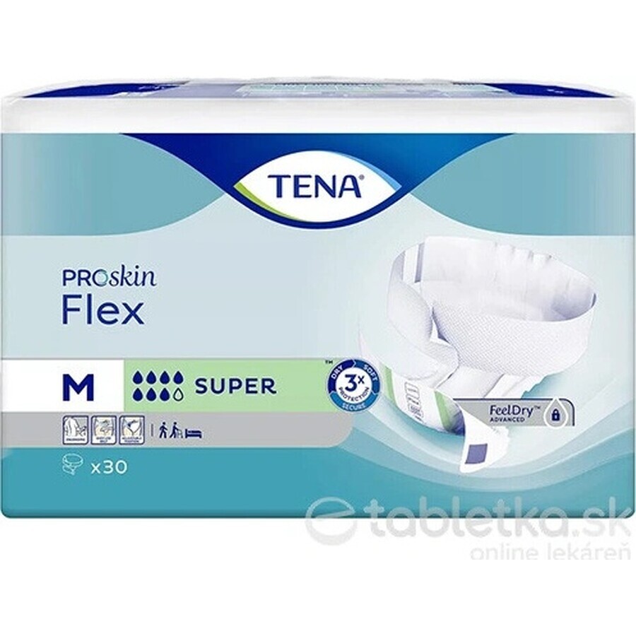 TENA Flex Super M 1×30 pezzi, slip per incontinenza con elastico in vita a sgancio rapido