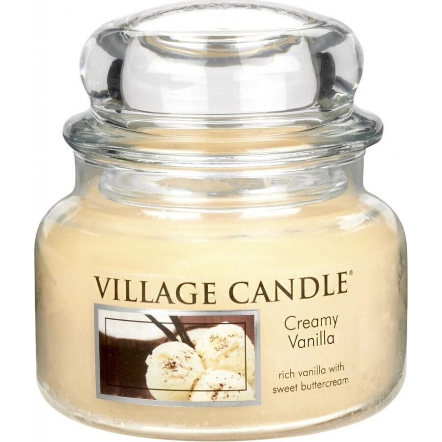 Village Candle Vela Perfumada en Botella - Vainilla Cremosa - Helado de vainilla, pequeña 1×1 ud, vela perfumada