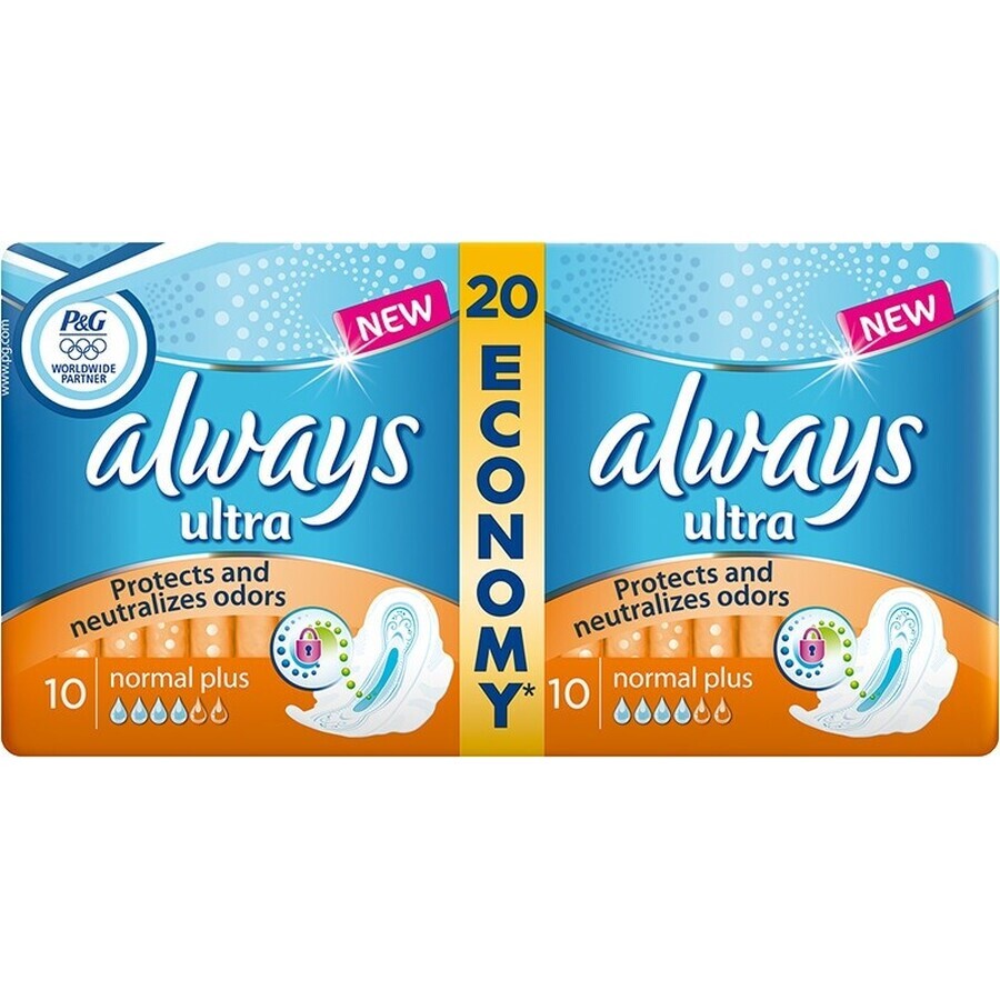 Always Ultra Duo 20 pcs Normal Plus 1×20 pcs, serviettes hygiéniques