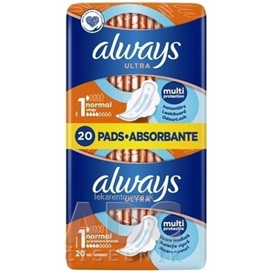 Always Ultra Duo 20 pcs Normal Plus 1×20 pcs, serviettes hygiéniques