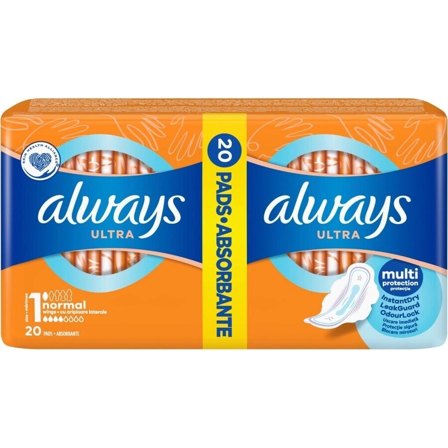 Always Ultra Duo 20 pcs Normal Plus 1×20 pcs, serviettes hygiéniques