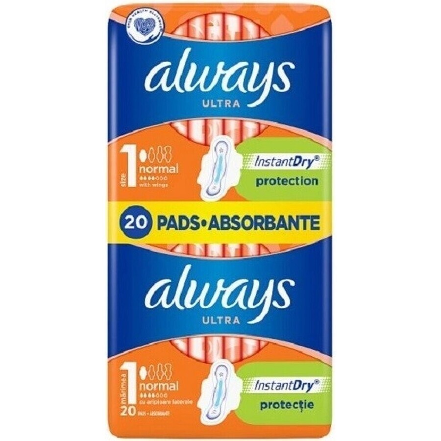 Always Ultra Duo 20 pcs Normal Plus 1×20 pcs, serviettes hygiéniques