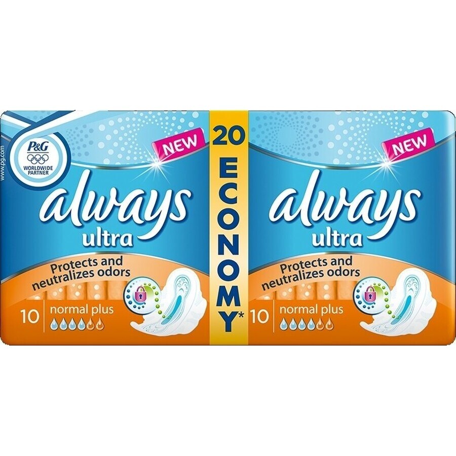 Always Ultra Duo 20 pcs Normal Plus 1×20 pcs, serviettes hygiéniques