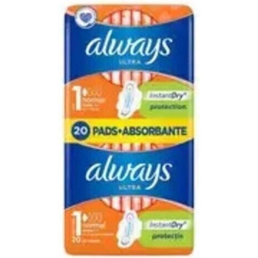 Always Ultra Duo 20 pcs Normal Plus 1×20 pcs, serviettes hygiéniques