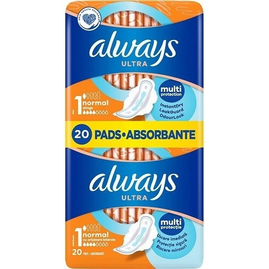 Always Ultra Duo 20 pcs Normal Plus 1×20 pcs, serviettes hygiéniques