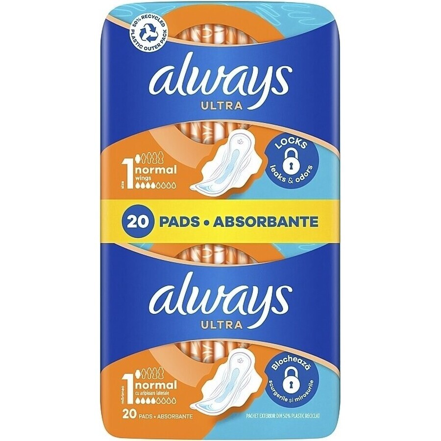 Always Ultra Duo 20 pcs Normal Plus 1×20 pcs, serviettes hygiéniques