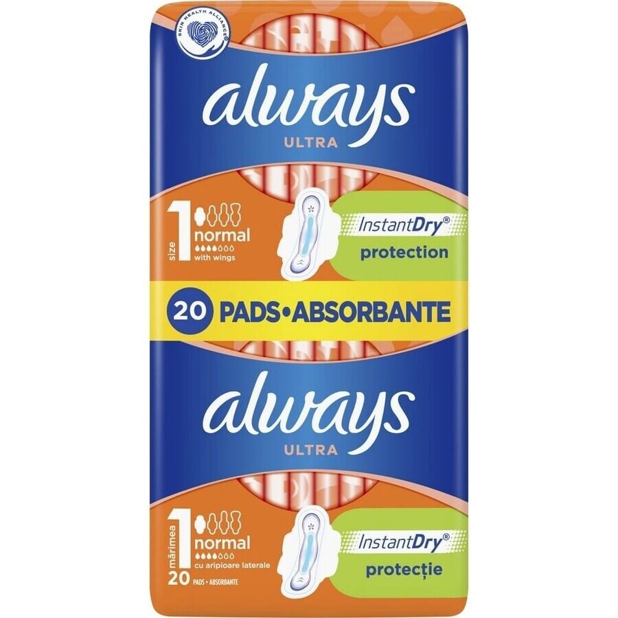 Always Ultra Duo 20 pcs Normal Plus 1×20 pcs, serviettes hygiéniques