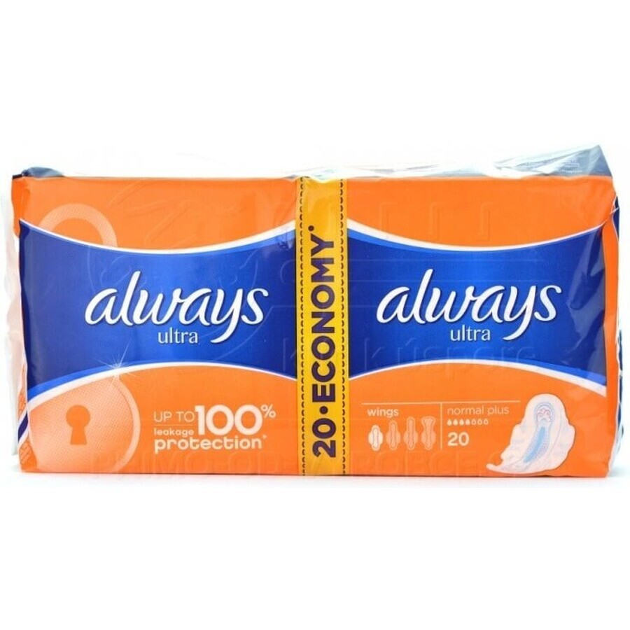 Always Ultra Duo 20 pcs Normal Plus 1×20 pcs, serviettes hygiéniques