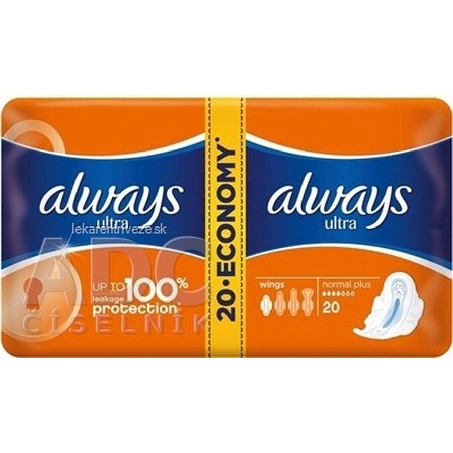 Always Ultra Duo 20 pcs Normal Plus 1×20 pcs, serviettes hygiéniques