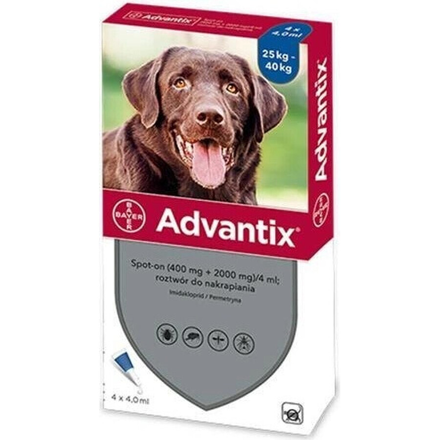 ADVANTIX SPOT-ON PES 4×4 ml, préparation répulsive antiparasitaire