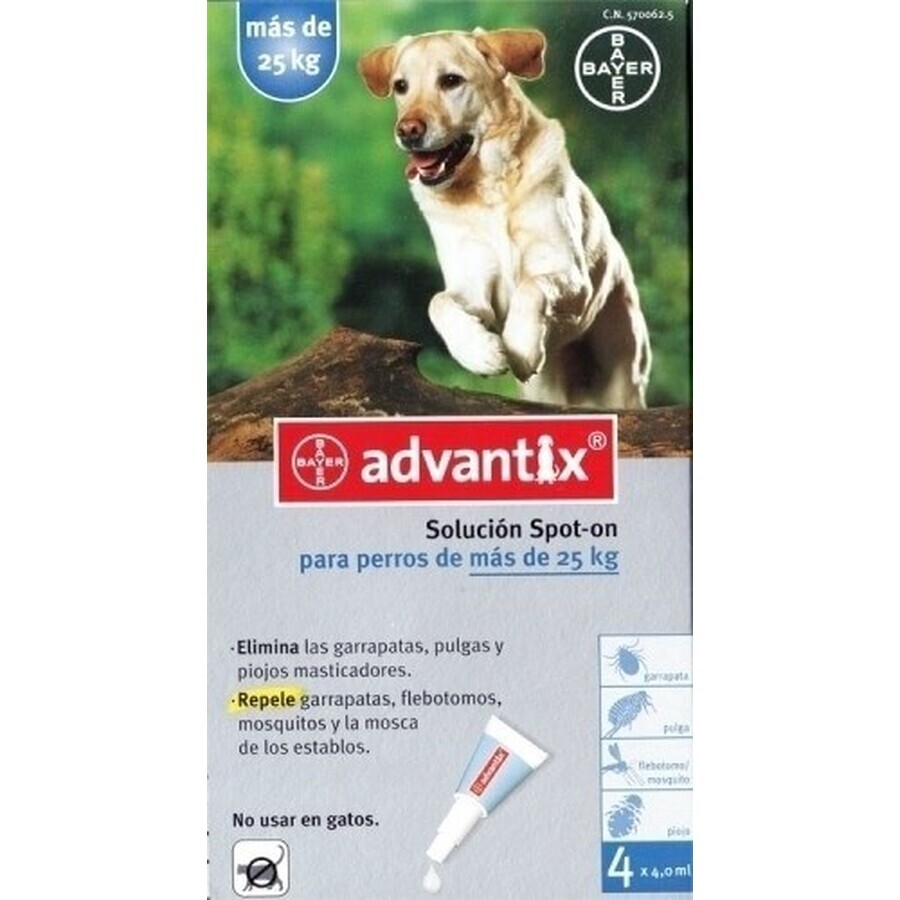 ADVANTIX SPOT-ON PES 4×4 ml, préparation répulsive antiparasitaire