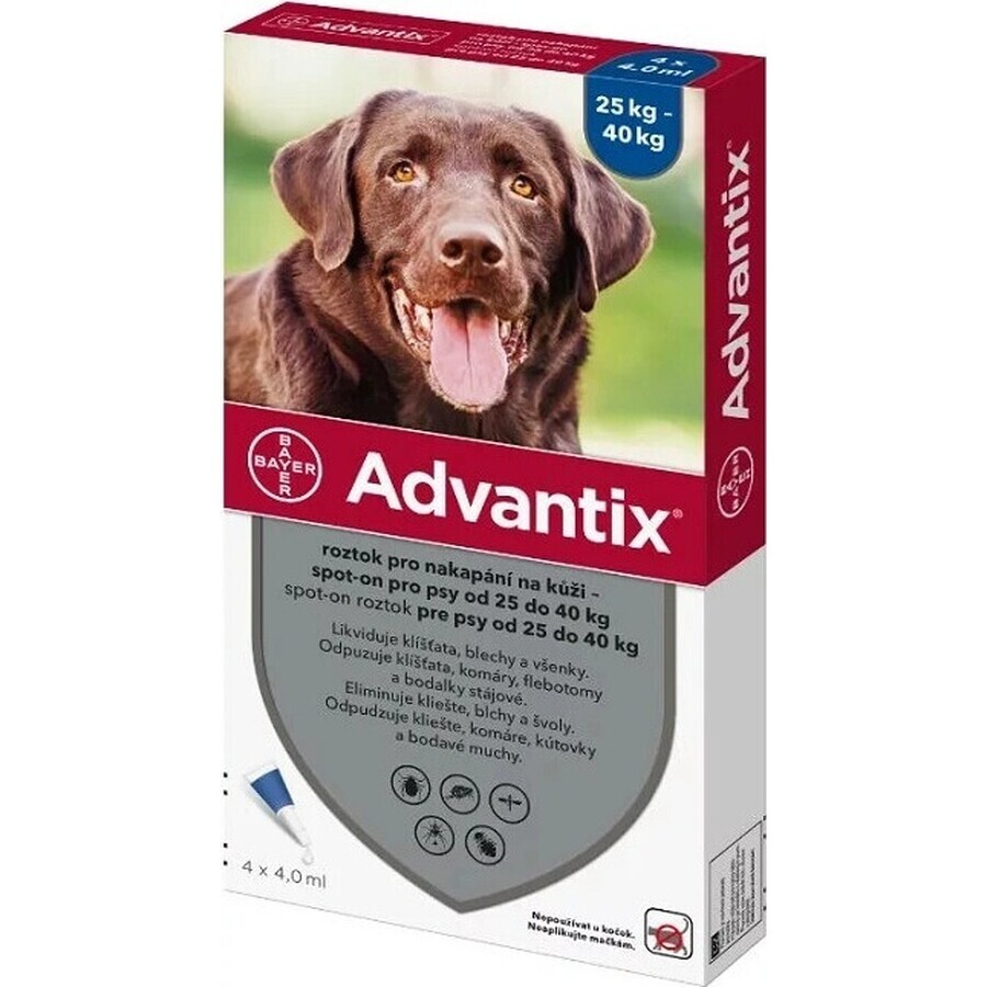 ADVANTIX SPOT-ON PES 4×4 ml, préparation répulsive antiparasitaire