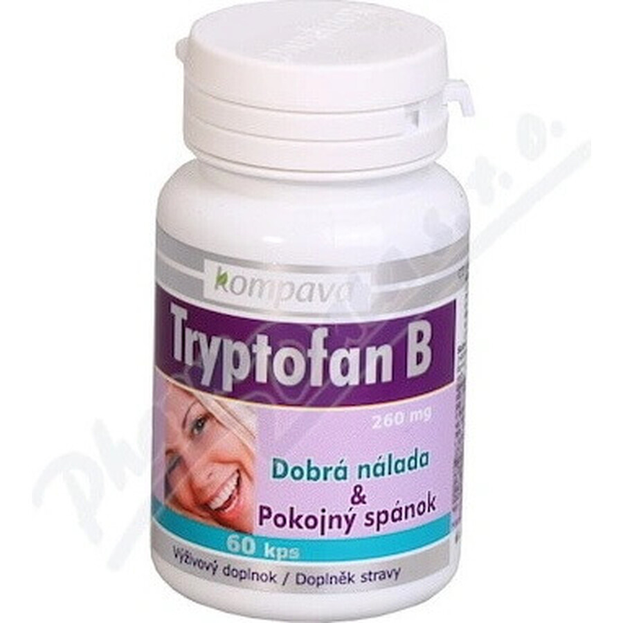 KOMPAVA TRYPTOFAN B+ 500 mg 1×60 cps, supliment alimentar