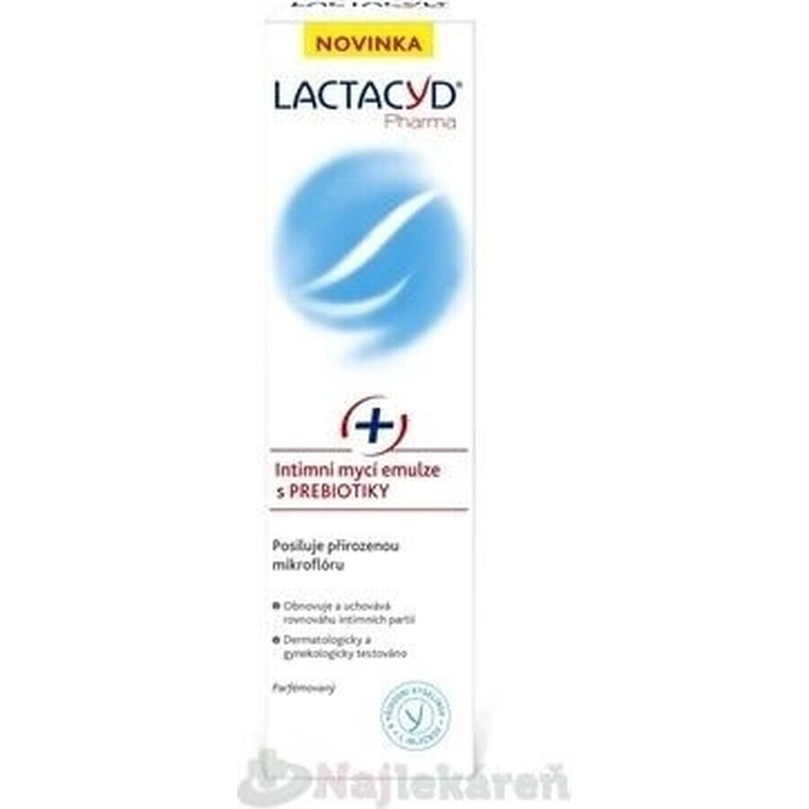 Lactacyd Emulsione detergente intima con prebiotici Pharma Prebiotic Plus 1×250 ml, emulsione detergente intima