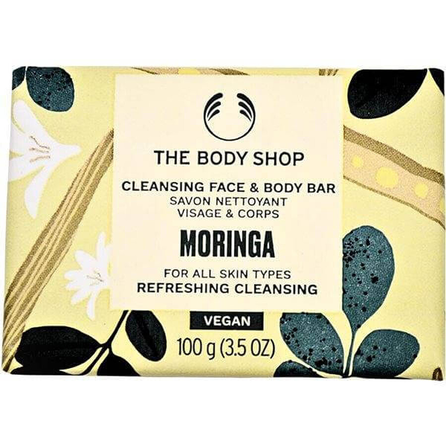 The Body Shop Moringa Body and Facial Soap 1×100 g, savon solide