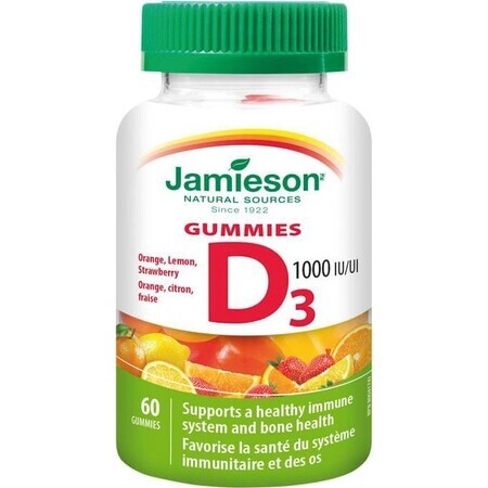 Jamieson Vitamina D3 1000 UI Gummies 60pcs 1×60 tbl, supliment alimentar