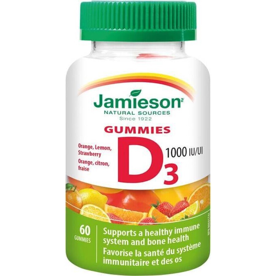 Jamieson Vitamina D3 1000 UI Gummies 60pcs 1×60 tbl, supliment alimentar