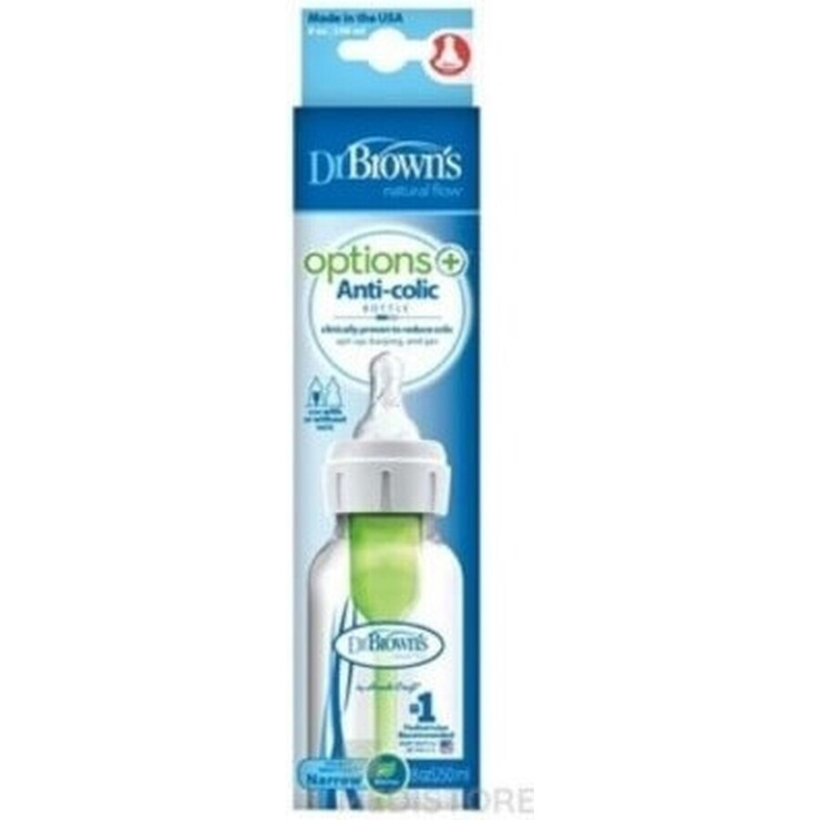 Dr.BROWN'S BABY BOTTLE OPTIONS+ 250 ml 1×1 pc, narrow, 0M+, anti-colic, plastic, white