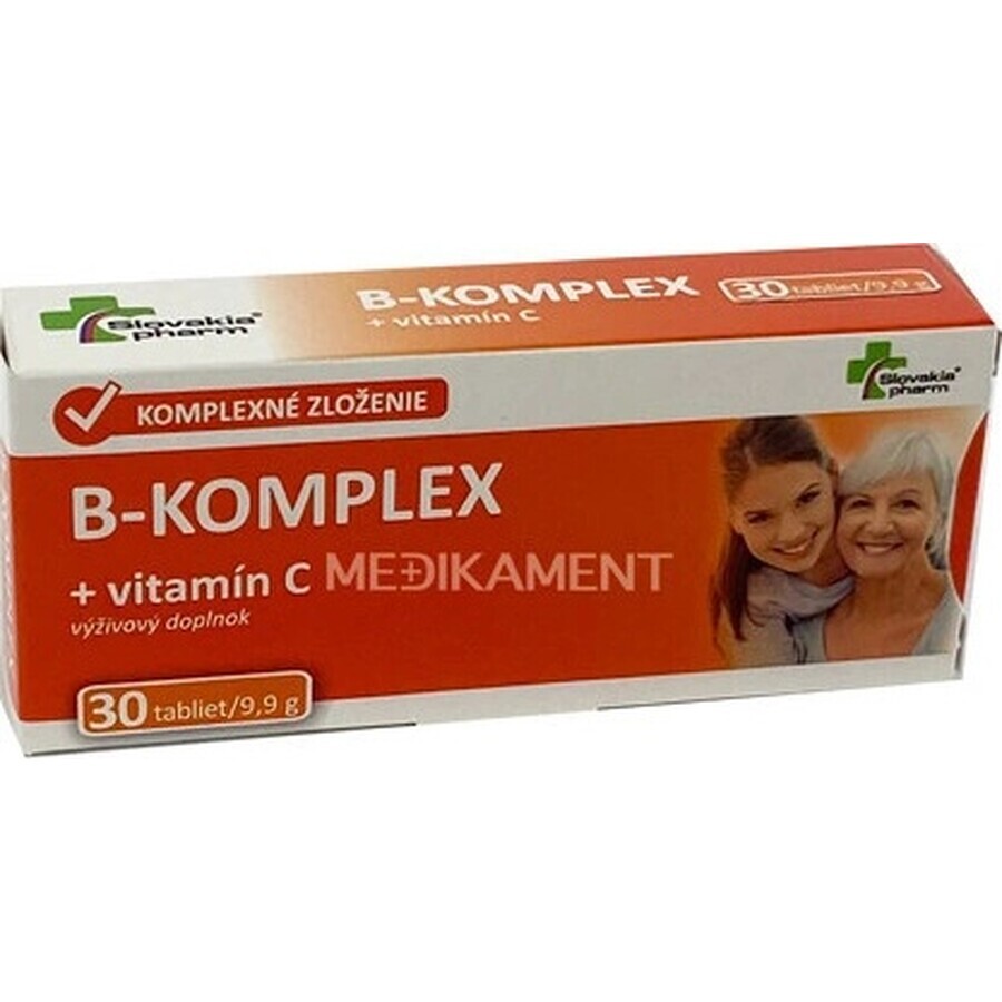 Slovakiapharm B-KOMPLEX + vitamine C 1×30 tbl, complément alimentaire