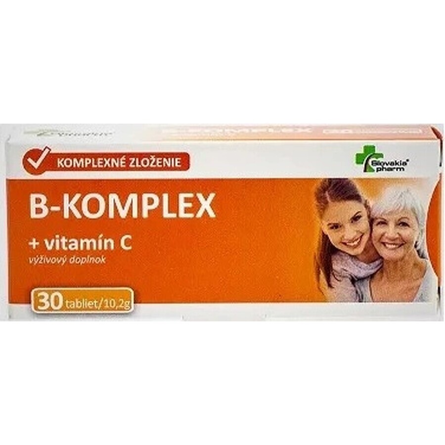 Slovakiapharm B-KOMPLEX + vitamine C 1×30 tbl, complément alimentaire