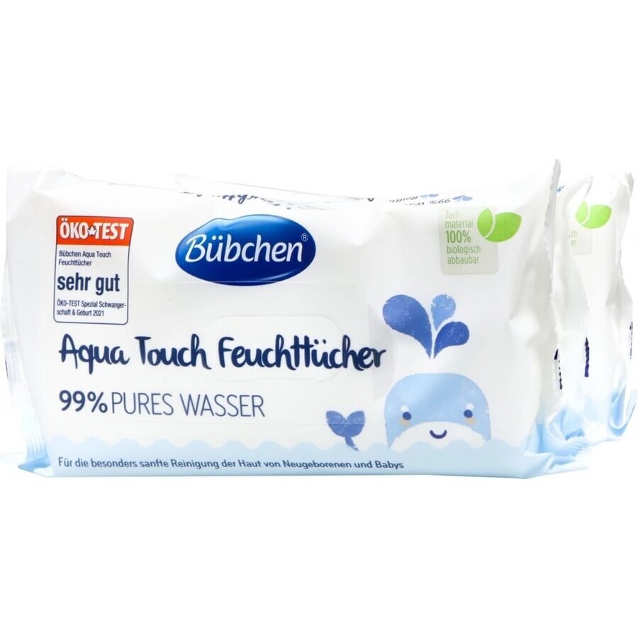 Bübchen Lingettes humides pour enfants, 99% d'eau 3×48 pcs, lingettes humides