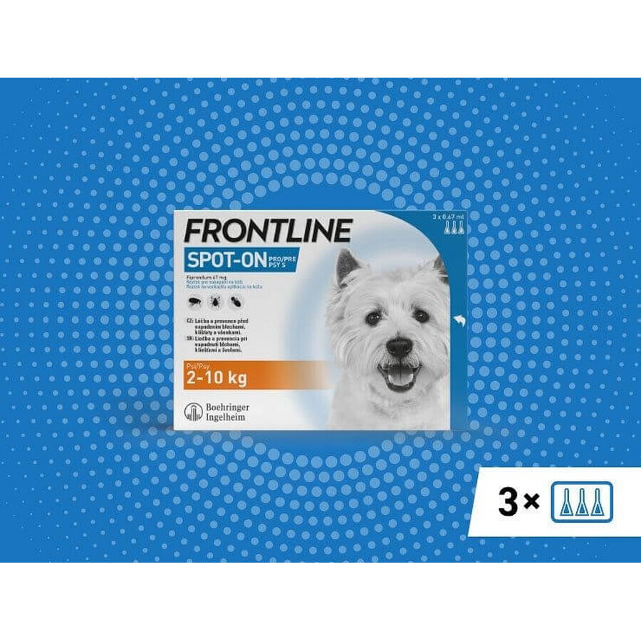 FRONTLINE spot-on for DOG S 3 x 0,67 ml 3x0,67 ml 3x0,67 ml, solution pour chiens