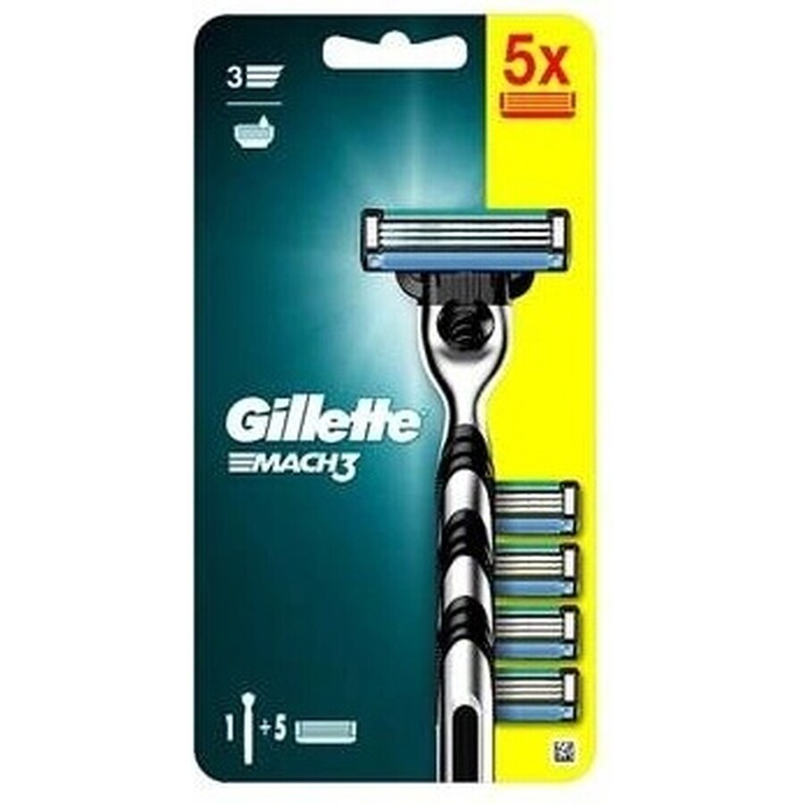 GILLETTE MACH3 SHAVER + 5NH Set 1×1, scheerapparaat + 5 reservekoppen