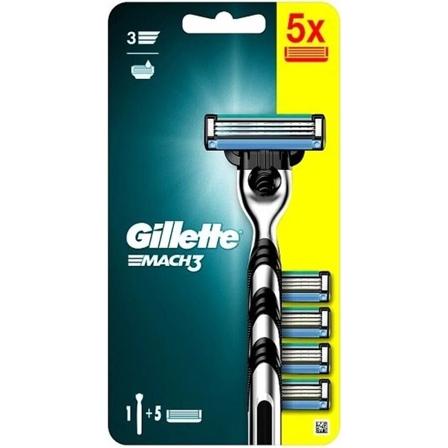 GILLETTE MACH3 SHAVER + 5NH Set 1×1, scheerapparaat + 5 reservekoppen