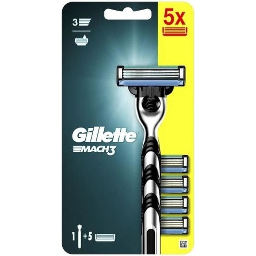 GILLETTE MACH3 SHAVER + 5NH Set 1×1, scheerapparaat + 5 reservekoppen