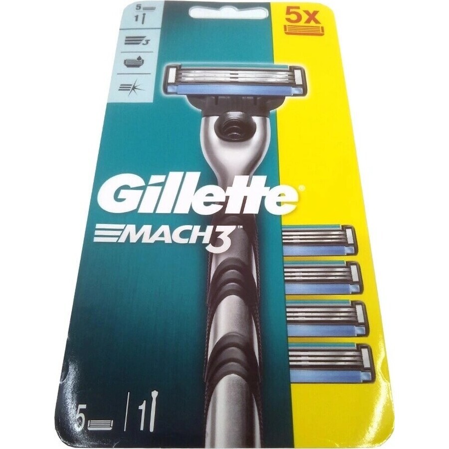 GILLETTE MACH3 SHAVER + 5NH Set 1×1, scheerapparaat + 5 reservekoppen