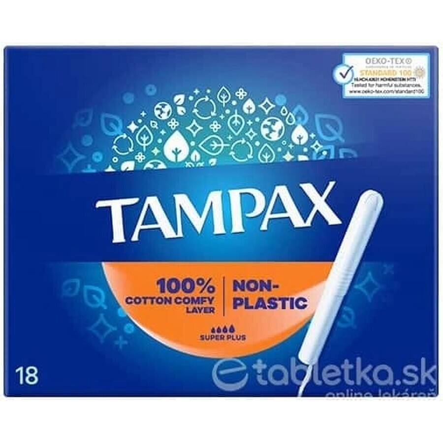 Tampax NON-PLASTIC Super Plus 18 stuks 1×18 stuks, maandverband