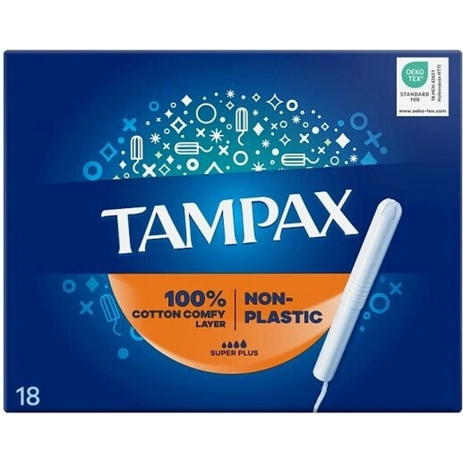 Tampax NON-PLASTIC Super Plus 18 stuks 1×18 stuks, maandverband