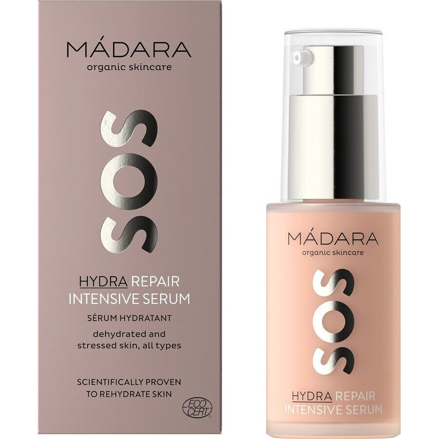 Mádara SOS Hydra, Renewing Intensive Intensive Serum 1×30 ml, sérum certifié pour tous les types de peau