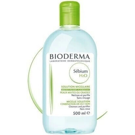 BIODERMA Sébium H2O eau micellaire pour peaux grasses et acnéiques 1×500 ml, eau micellaire