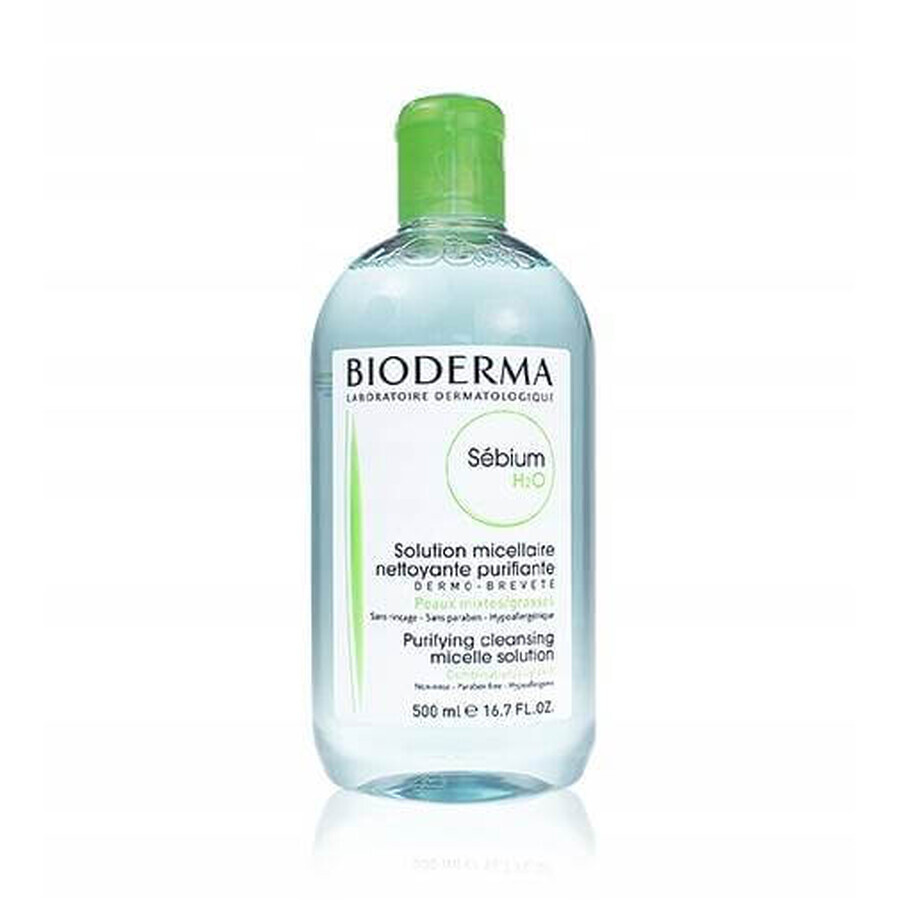 BIODERMA Sébium H2O eau micellaire pour peaux grasses et acnéiques 1×500 ml, eau micellaire