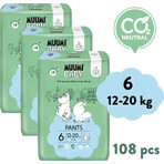 Muumi Baby Pants 6 Junior 12-20 kg, paquete mensual de eco pañales 1×108pcs, eco pañales