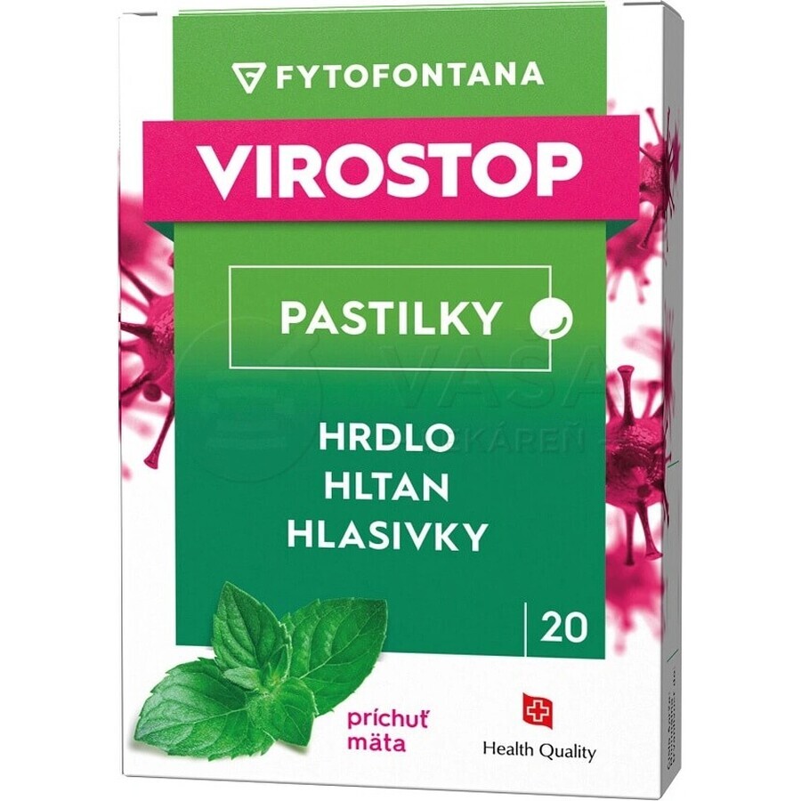 VIROSTOP sachets - menthe 1×20 pcs, complément alimentaire pour la gorge, le pharynx et les cordes vocales